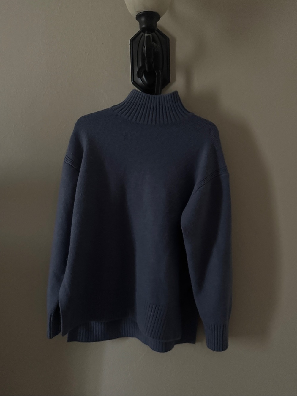 H&M Navy Ribbed Mock Neck Sweater